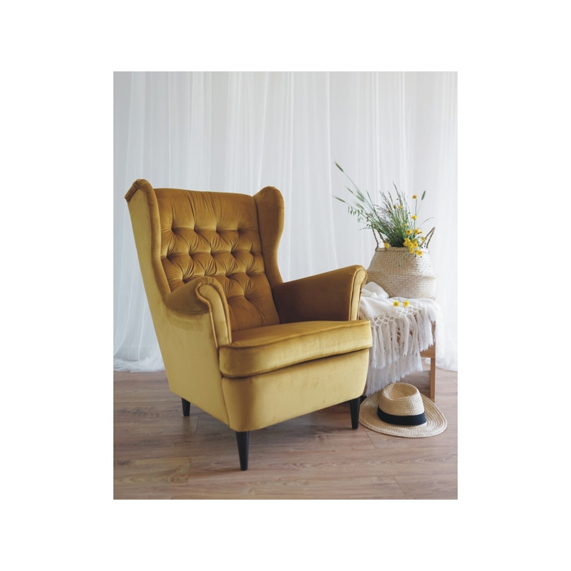 Fotoliu catifea curry HARRY, 68x90x100 - ACAJU