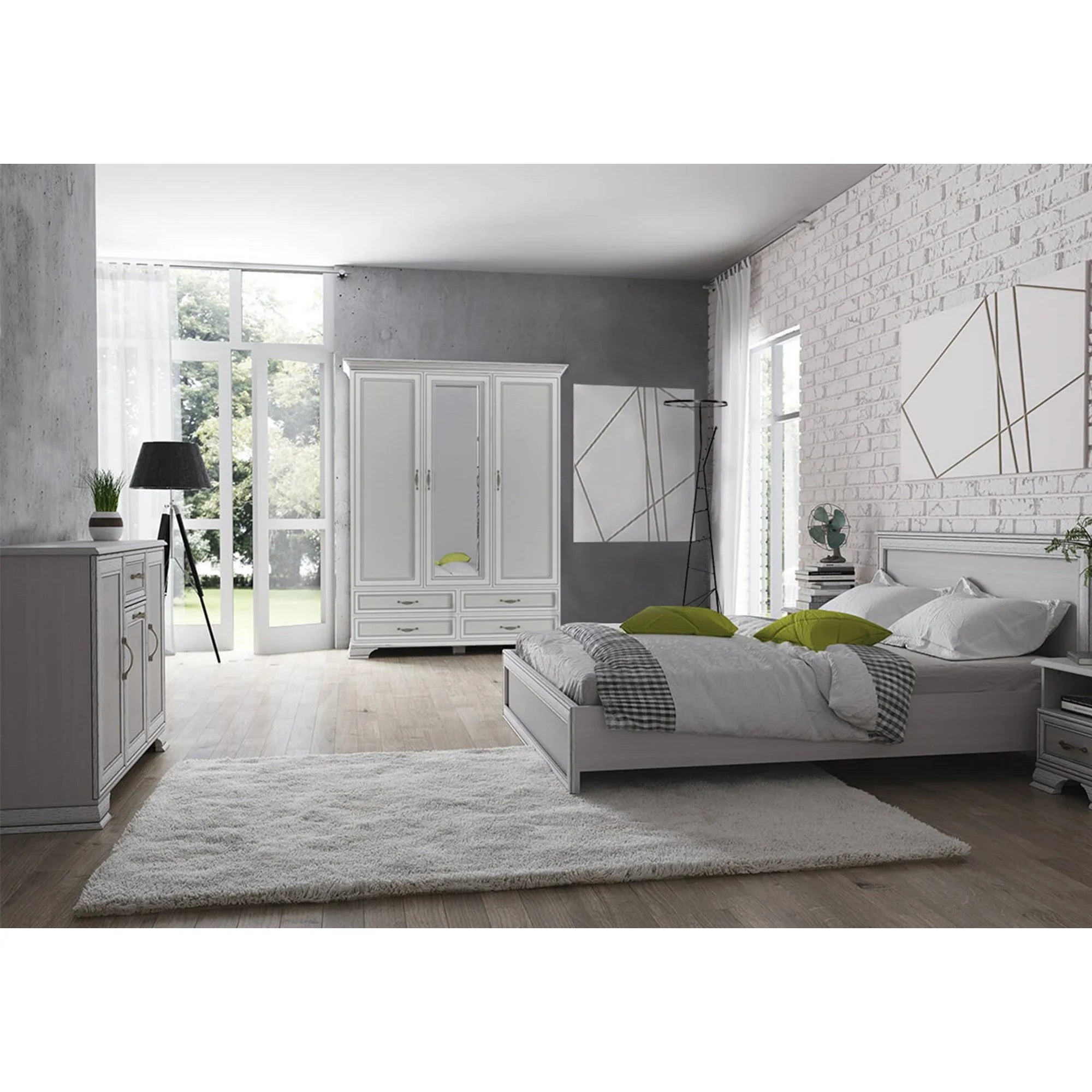 Set dormitor TIFFANY II, crem, PAL laminat, 5 piese