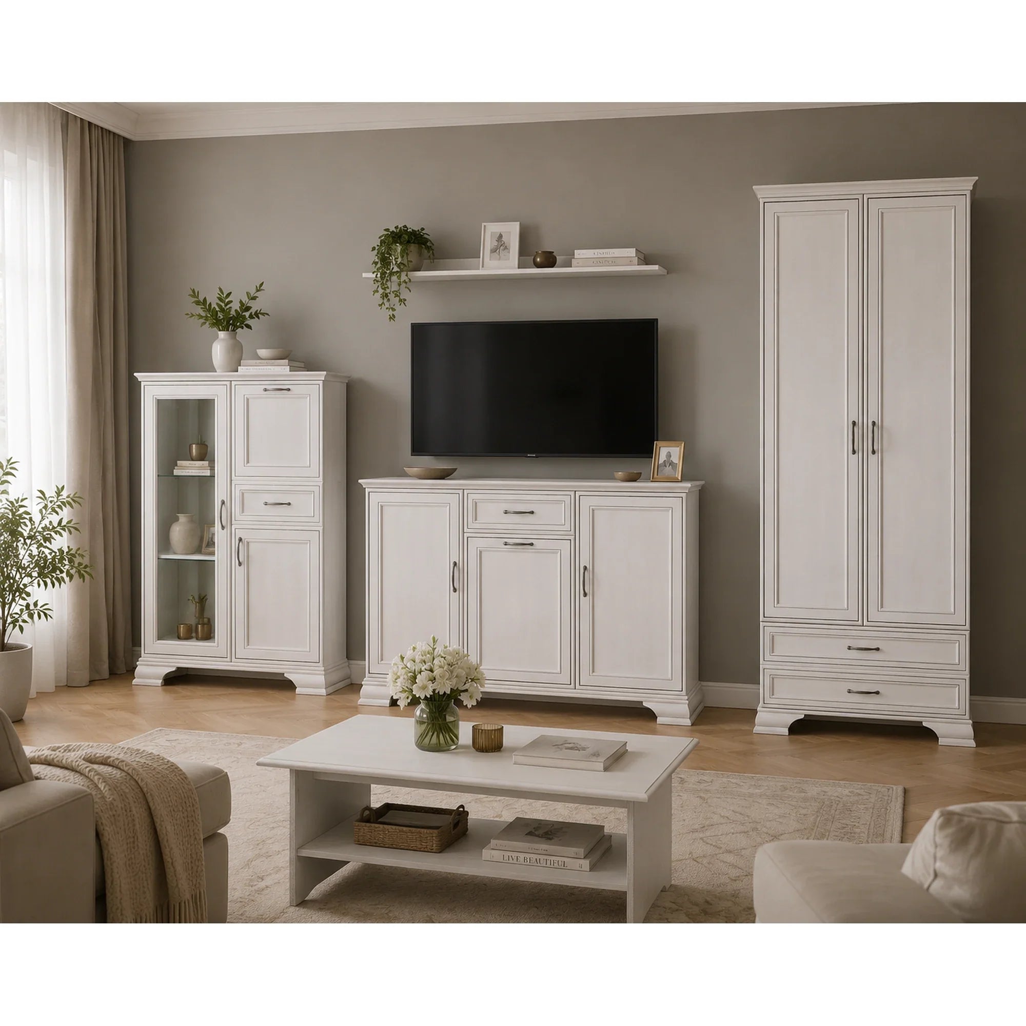 Set living TIFFANY II-3, crem, PAL laminat, 5 piese