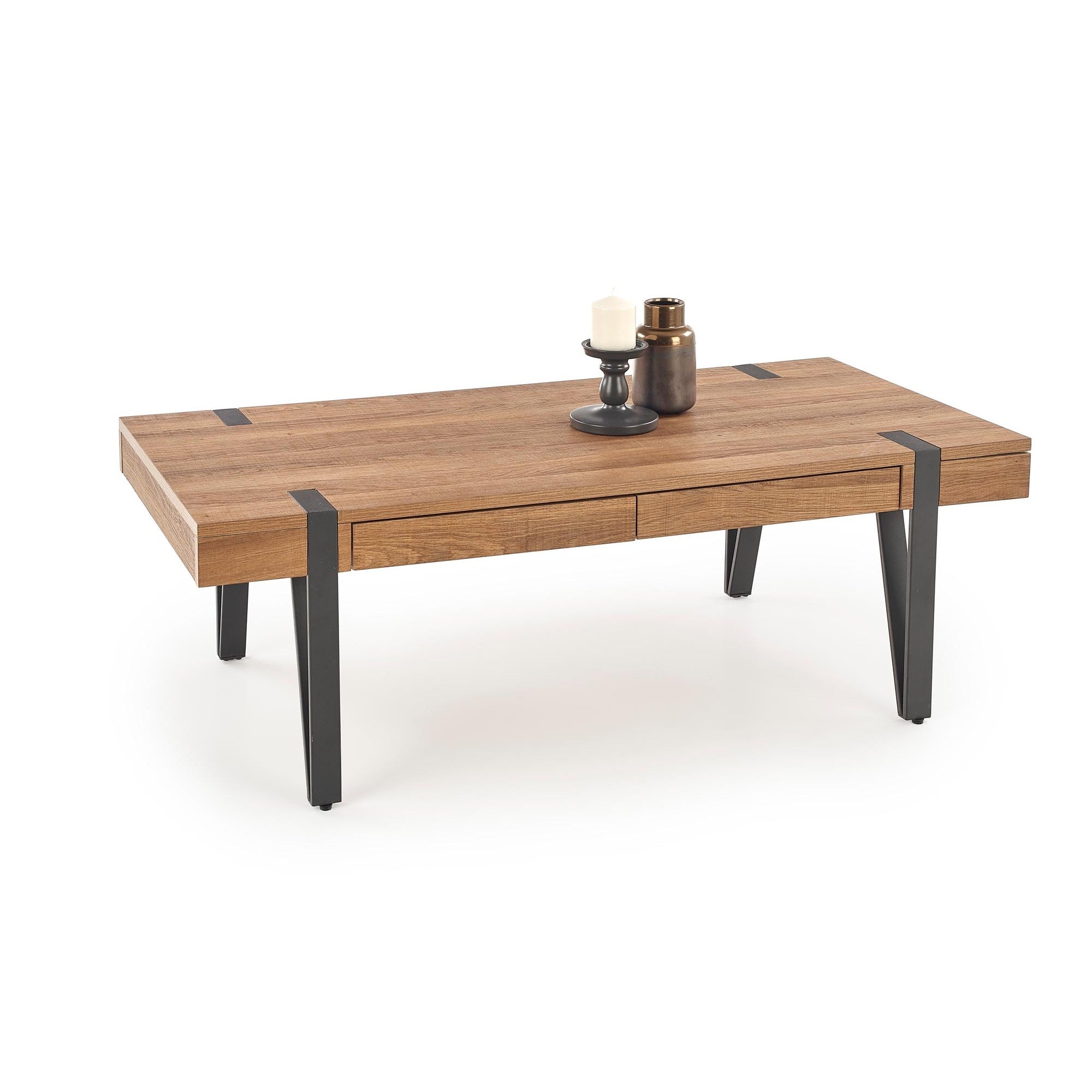 Masuta cafea cu sertare Tuluza, nuc honey, MDF, 120X55X42 CM - ACAJU