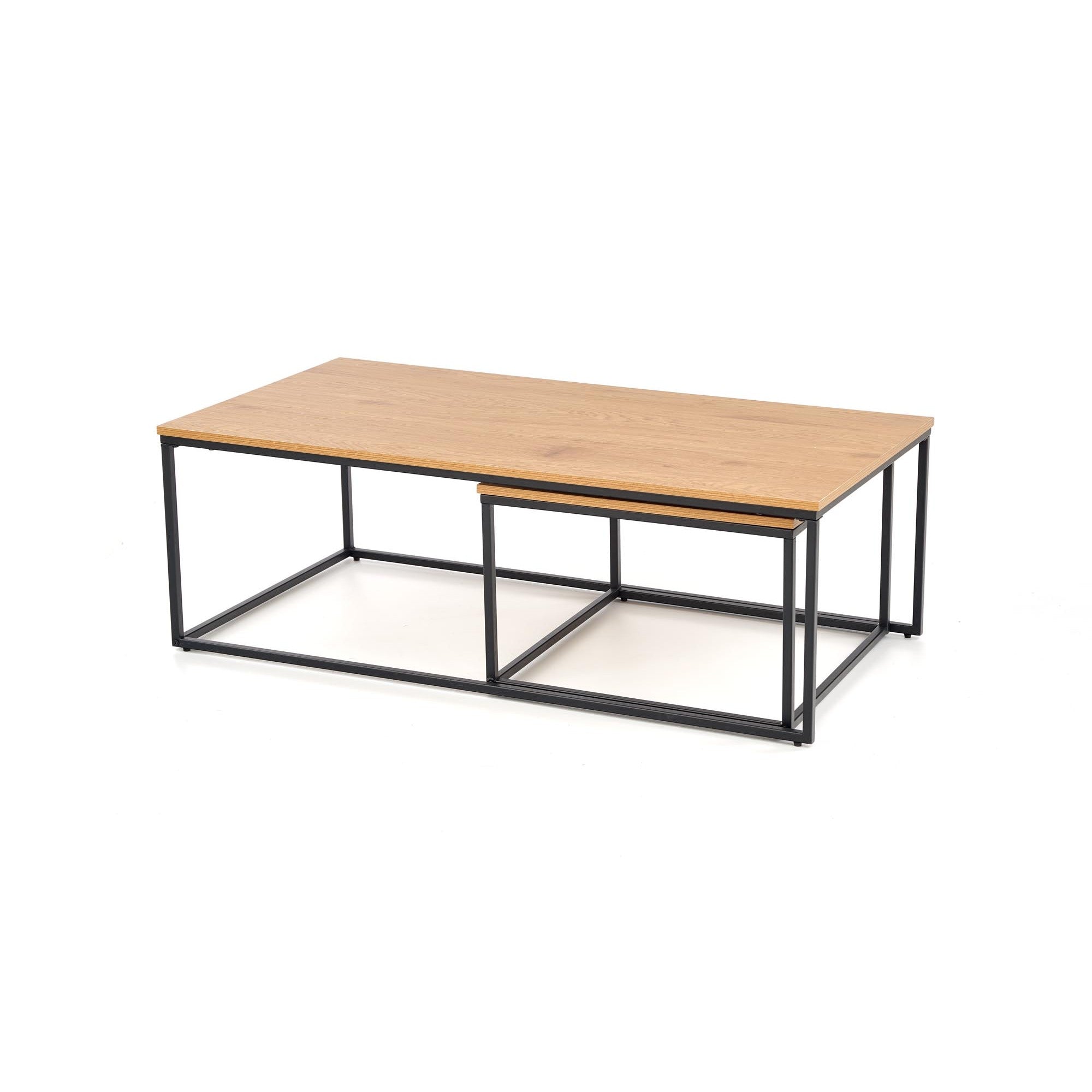 Set 2 masute de cafea ALASKA stejar auriu/negru.