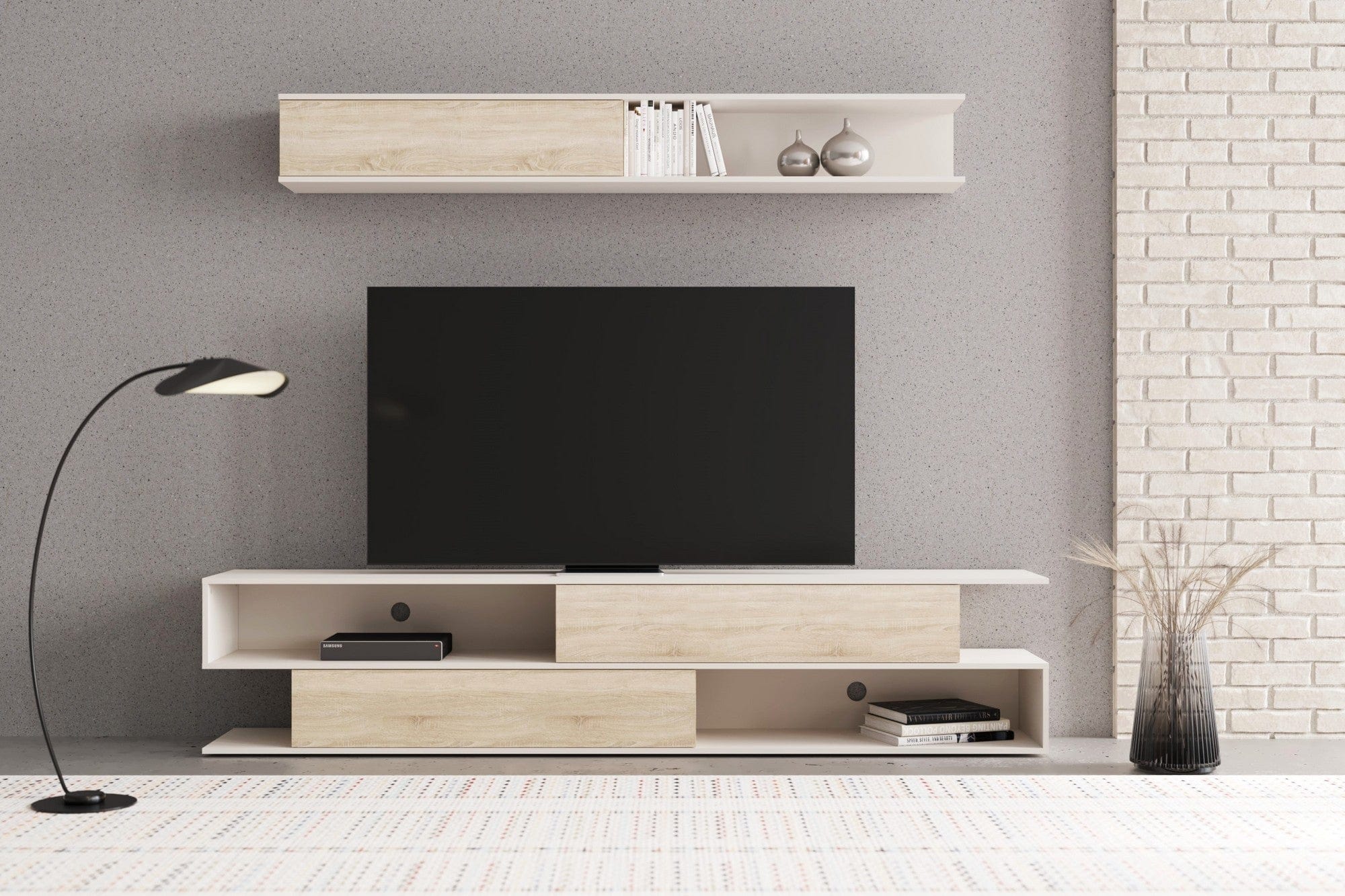 Mobilier living BRIK, stejar sonoma/casmir, PAL, 240x40x190 cm