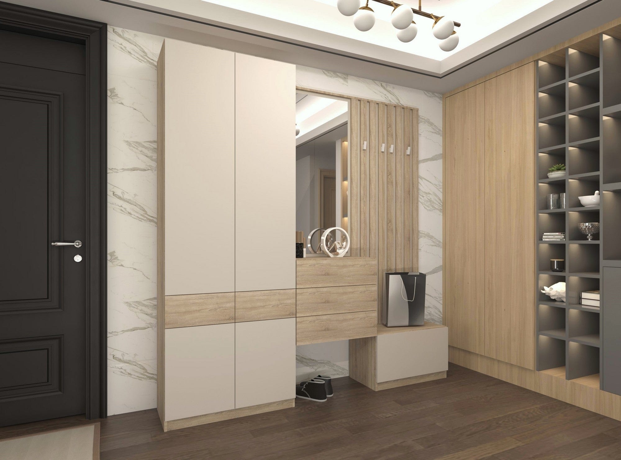 Oglinda VERTO, casmir/stejar sonoma, PAL, 63x3x125 cm