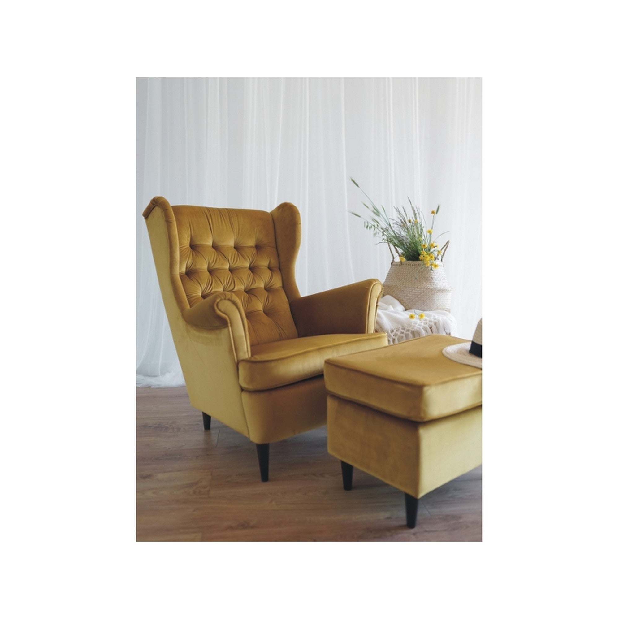 Fotoliu catifea curry HARRY, 68x90x100 - ACAJU 