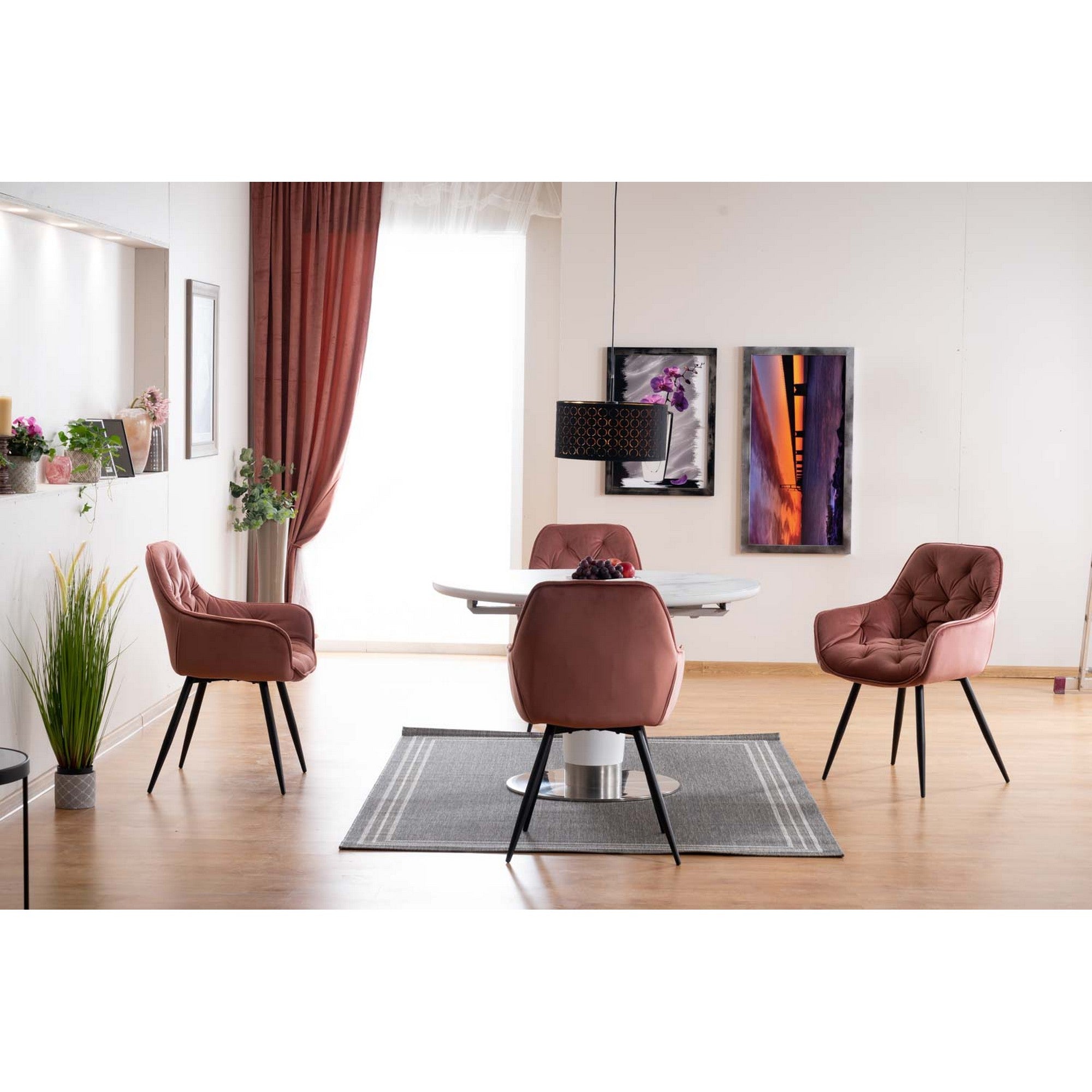 Scaun tapitat CHERRY ROZ, 57x58x48/87 cm - ACAJU 