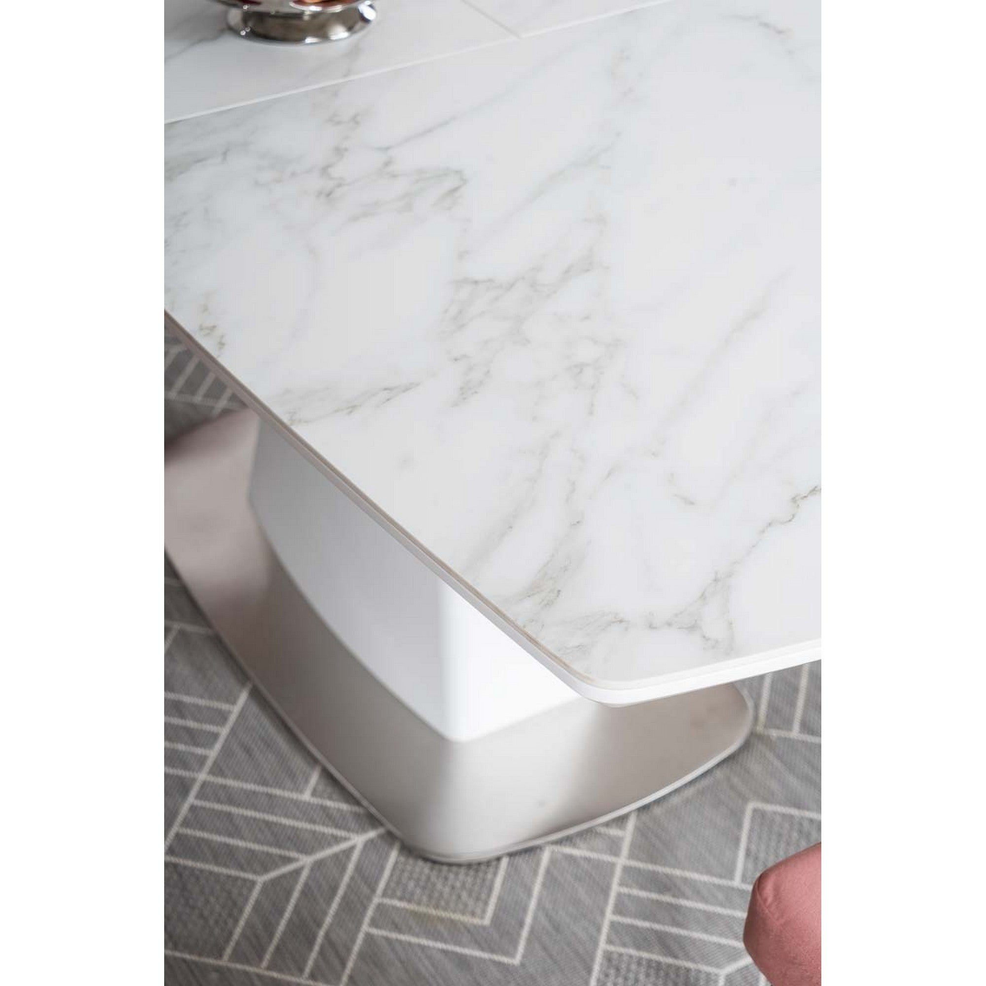 Masa SATURN II efect de marmura/alb 160(210)x90x76.