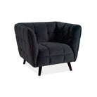 Fotoliu CASTELLO, stofa catifelata neagra, 92x85x78 - ACAJU 