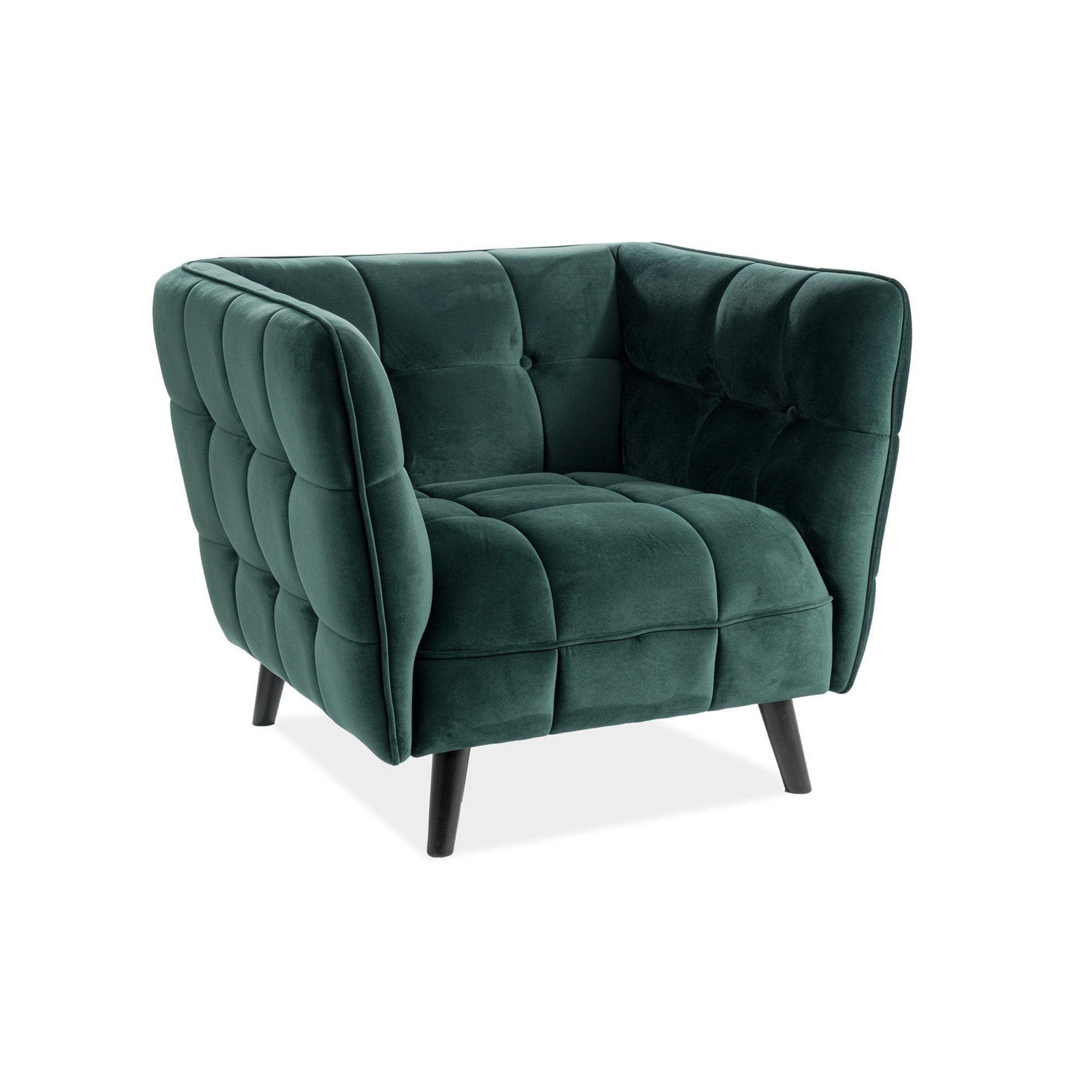 Fotoliu CASTELLO, stofa catifelata verde, 92x85x78 - ACAJU 