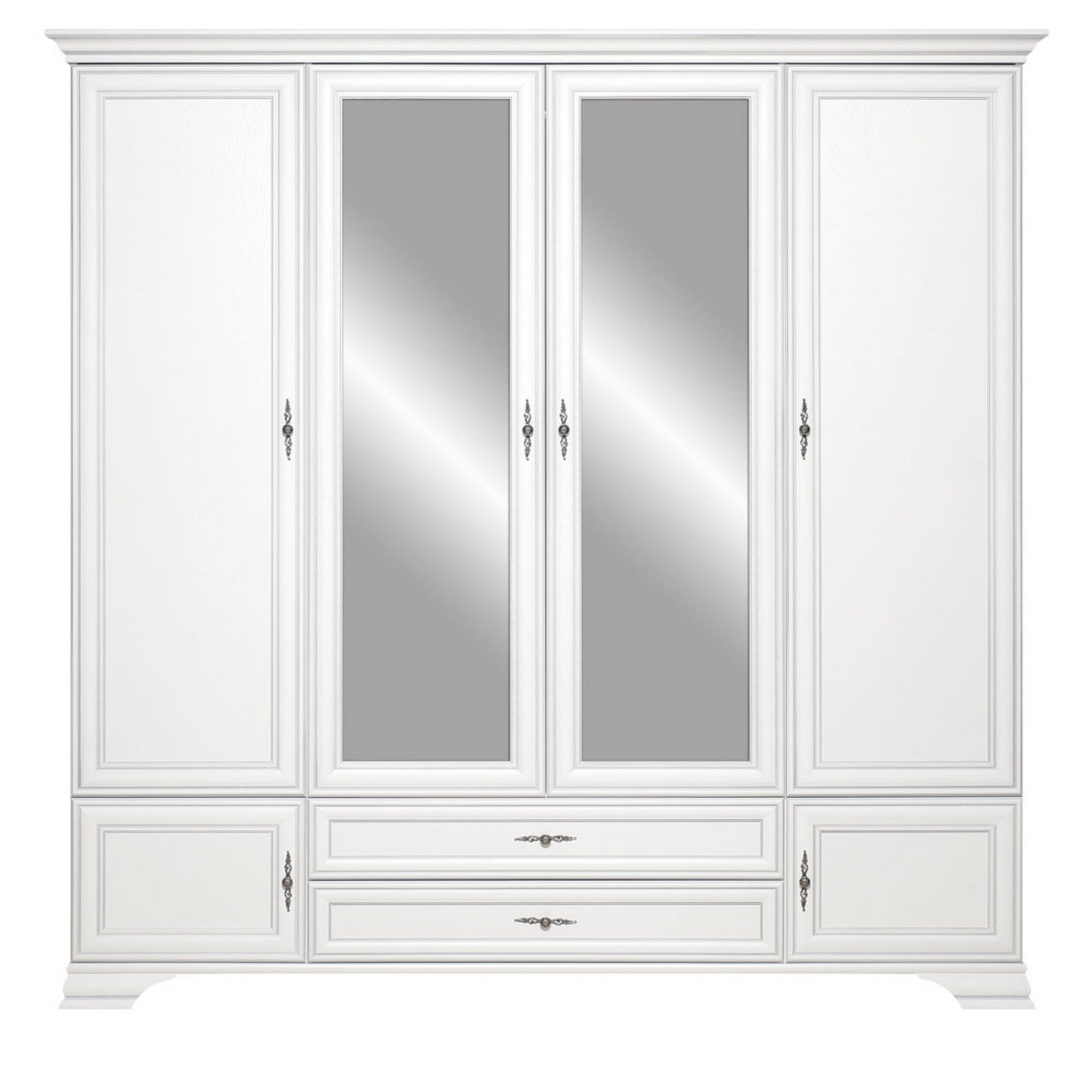 Dulap Idento, alb, PAL, cu 6 usi si 2 sertare, 227.5x61x225 cm