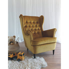 Fotoliu catifea curry HARRY, 68x90x100 - ACAJU 