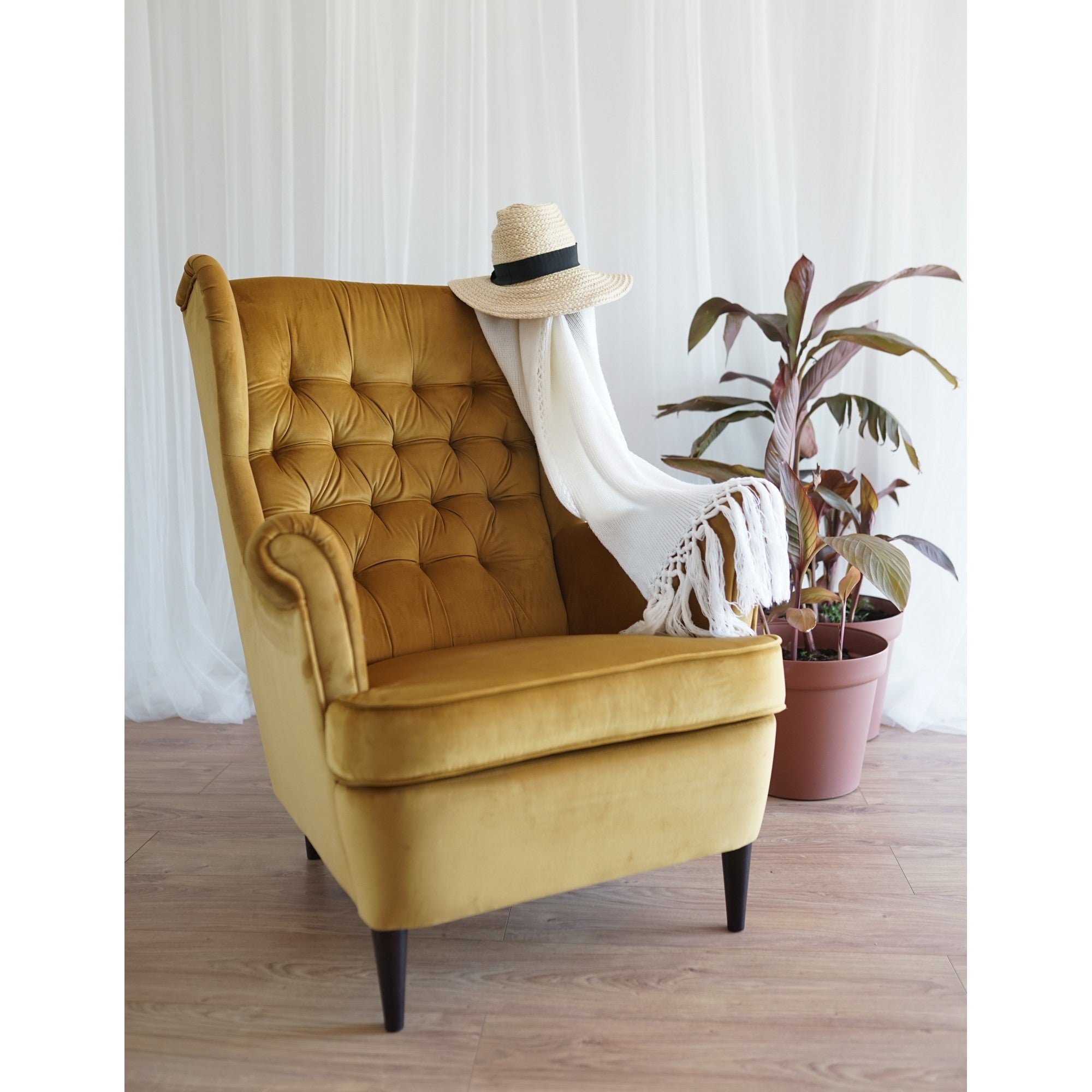 Fotoliu catifea curry HARRY, 68x90x100 - ACAJU 