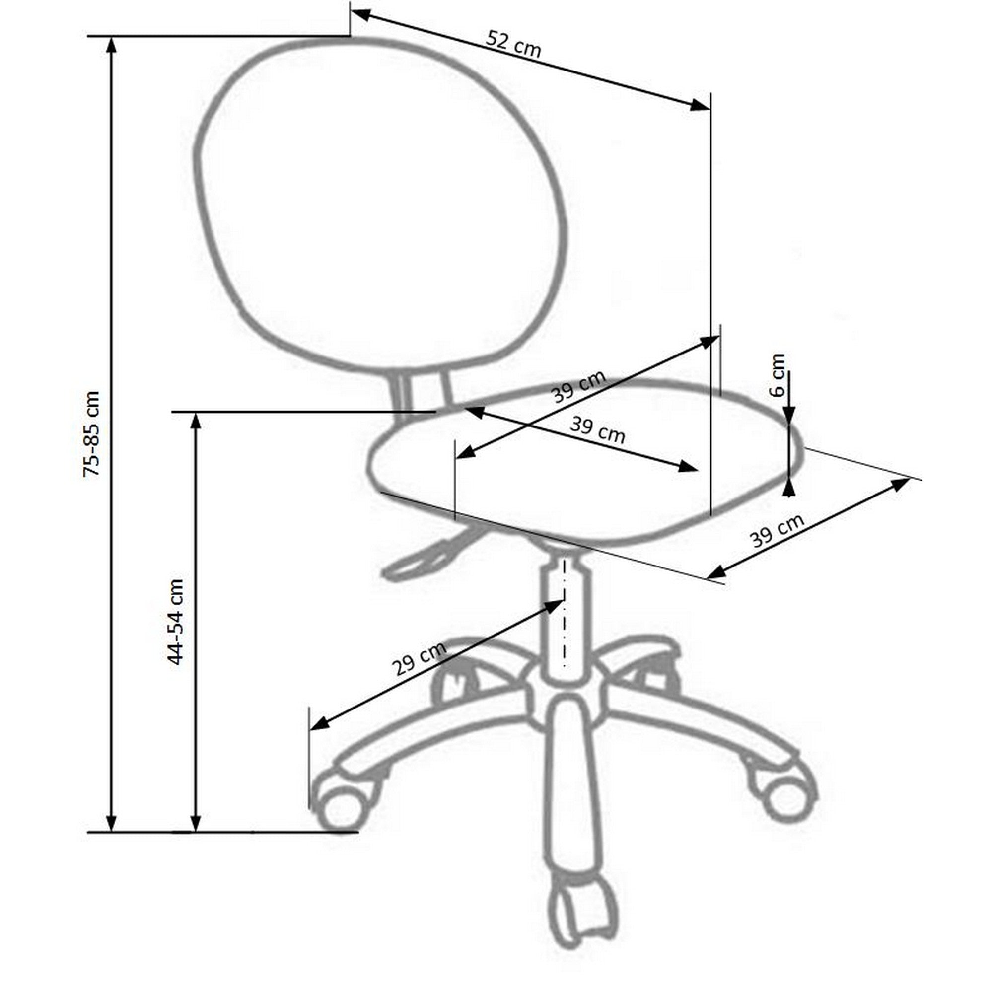 Scaun birou piele copii GOL, 39X52X75/85 CM.