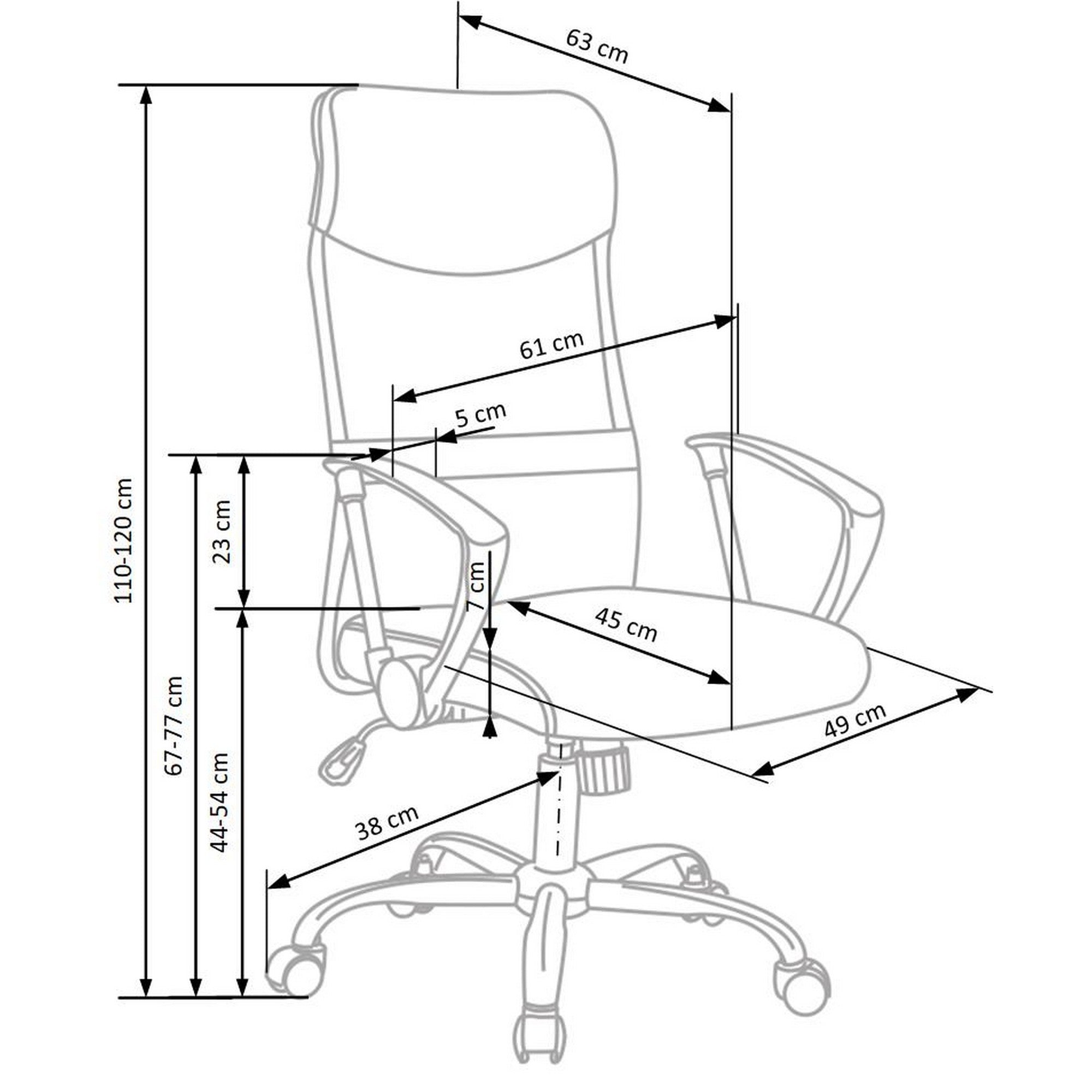 Scaun gri ergonomic Vire, 61X63X110/120 CM - ACAJU 