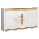 Comoda ALAMEDA, alb/stejar, PAL, 172x41x97 cm
