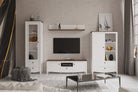 Comoda TV KARINA 1, alb/stejar, PAL, 150x46x51 cm