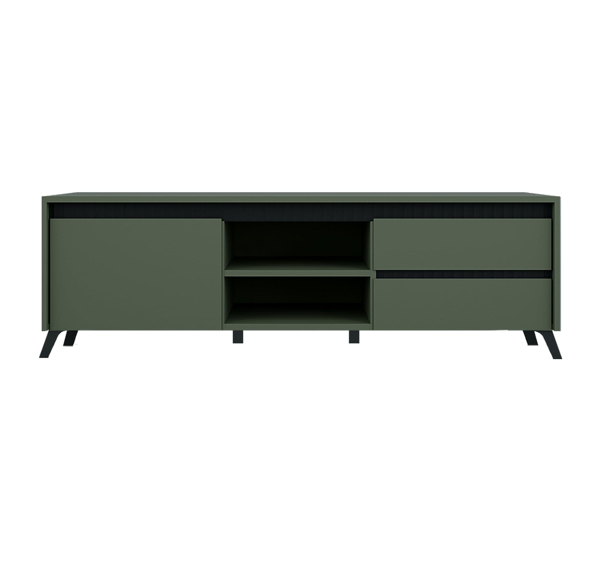 Comoda TV LOUNGE 1, verde/negru, PAL, 155x45x54 cm