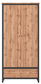 Dulap CHOS, stejar/negru, PAL, cu 2 usi si un sertar, 92x59x193 cm