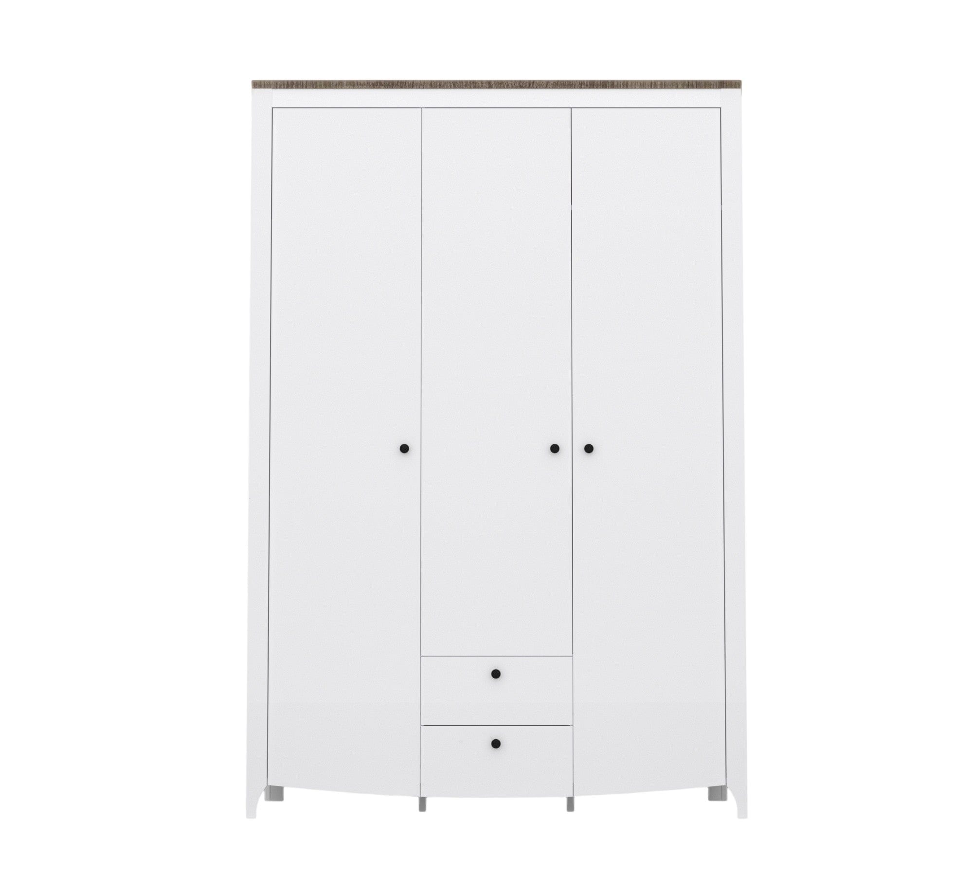 Dulap KARINA 10, alb/stejar, PAL, cu 3 usi si 2 sertare, 148x59x220 cm