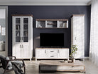 Mobilier living KANDY, alb/stejar, PAL, 319x57x220 cm