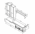 Mobilier living LICHI, gri beton, PAL, 230x43x215 cm