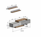 Mobilier living MILANA, pin alb/stejar, PAL, 180x37x180 cm