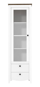 Vitrina KARINA 7, alb/stejar, PAL/sticla, 61x46x197 cm