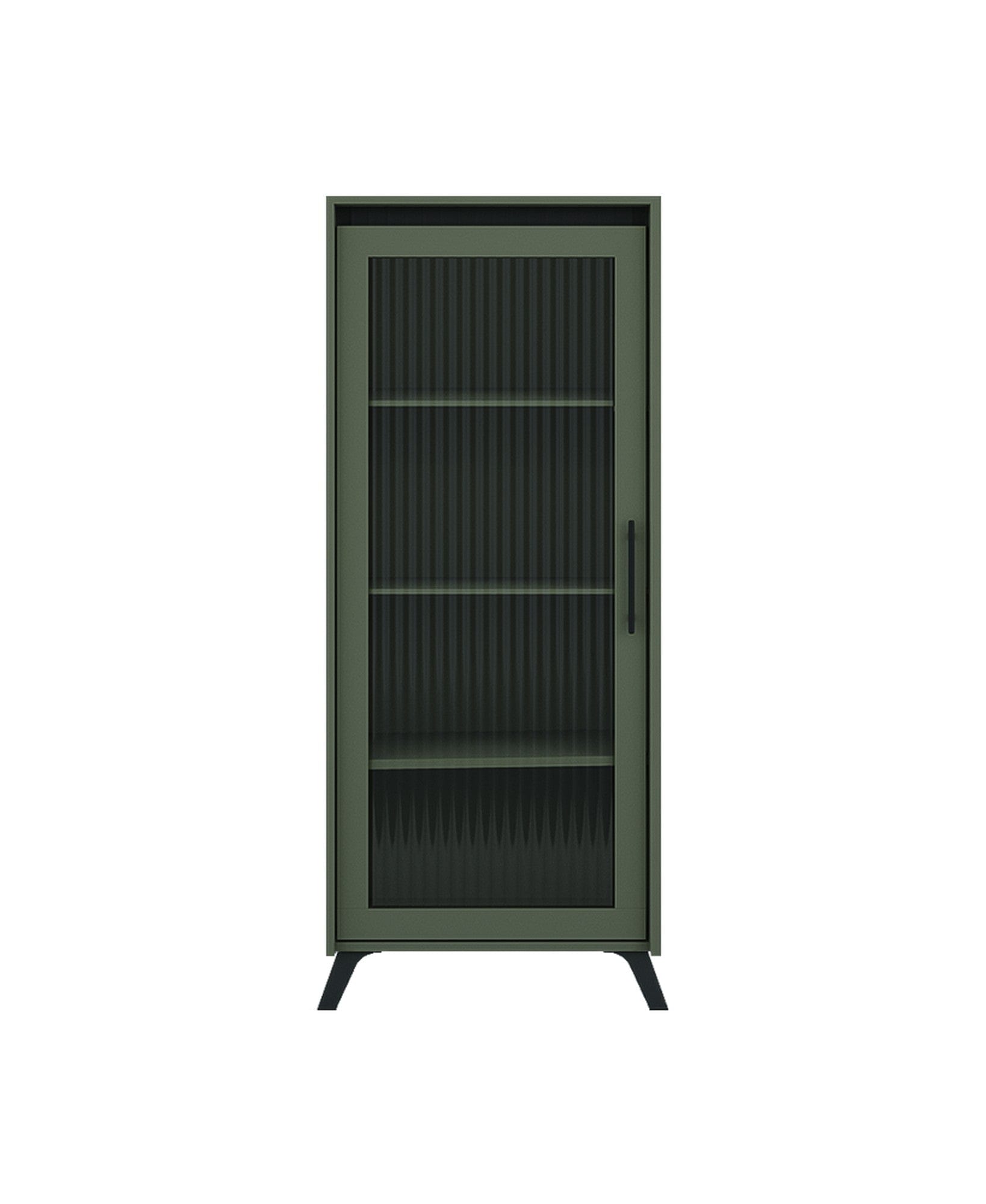 Vitrina LOUNGE 3, verde/negru, PAL/sticla, 61x45x152.5 cm